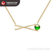 18k Gold Pure Colore Green Color ghiaccia pendente